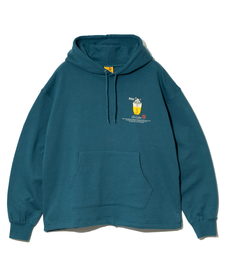 go slow caravan(ゴースローキャラバン) |空紡糸裏毛 猫と麦酒ヘムスピンドル BOX フーディー (MENS/WOMENS)