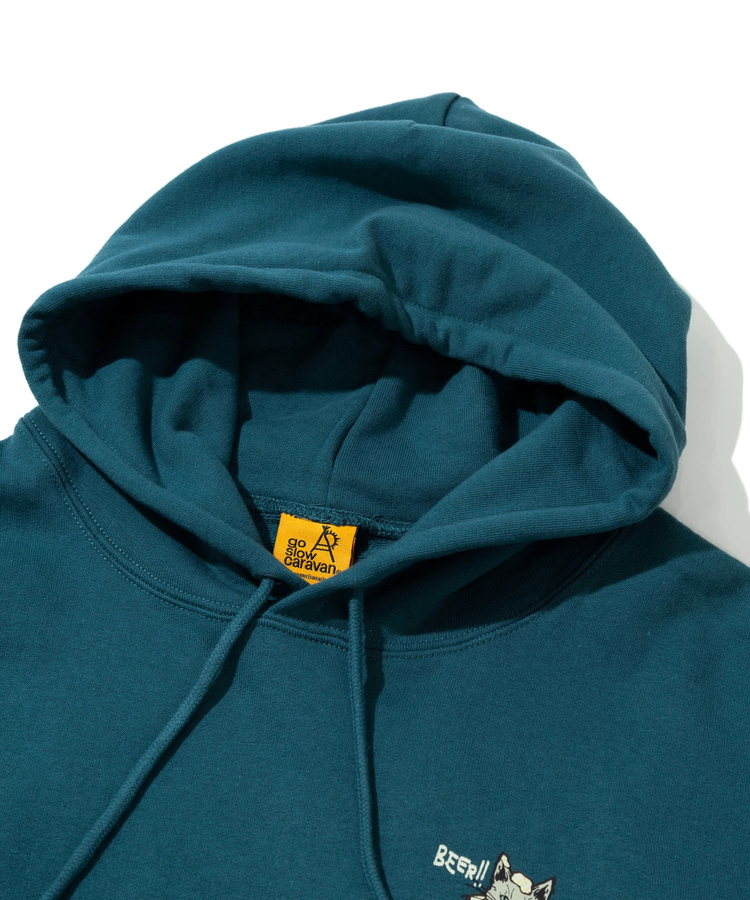 go slow caravan(ゴースローキャラバン) |空紡糸裏毛 猫と麦酒ヘムスピンドル BOX フーディー (MENS/WOMENS)