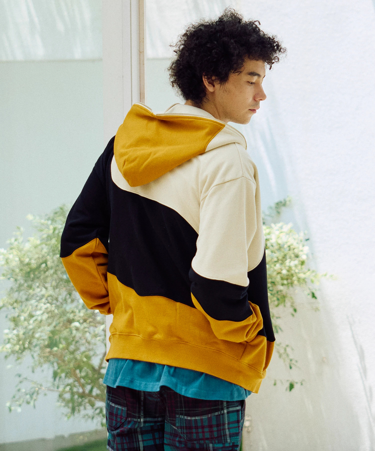 go slow caravan(ゴースローキャラバン) |空紡糸裏毛 CRAZY切替 FULL ZIP パーカー (MENS)