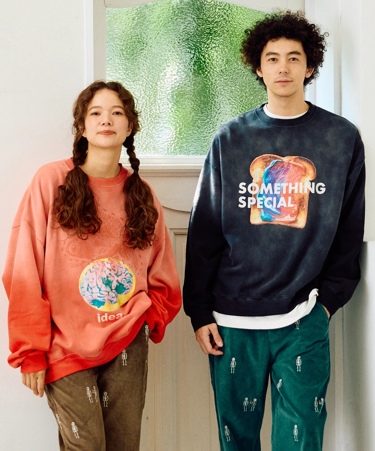 go slow caravan(ゴースローキャラバン) |SALO裏起毛 グラデフェード BOX クルースウェット SOMETHING SP (MENS)