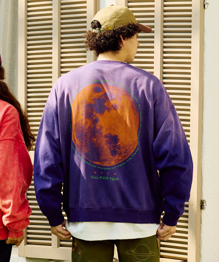 go slow caravan(ゴースローキャラバン) |SALO裏起毛 ケミカル/フェード BOX クルースウェット FULL MOON (MENS)