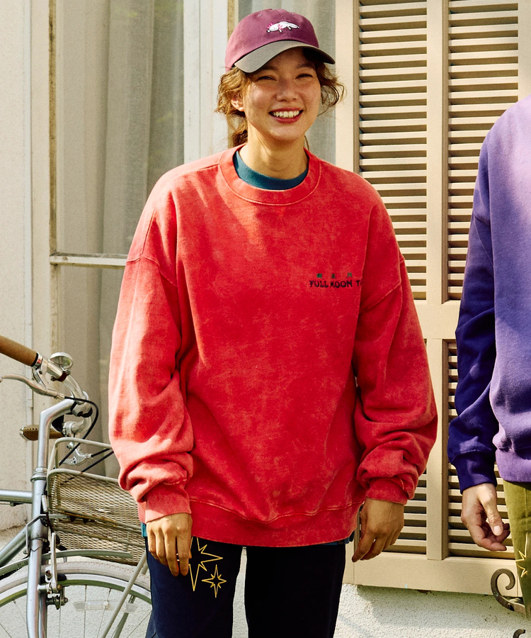 go slow caravan(ゴースローキャラバン) |SALO裏起毛 ケミカル/フェード BOX クルースウェット FULL MOON (MENS)