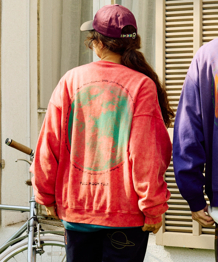 go slow caravan(ゴースローキャラバン) |SALO裏起毛 ケミカル/フェード BOX クルースウェット FULL MOON (MENS)