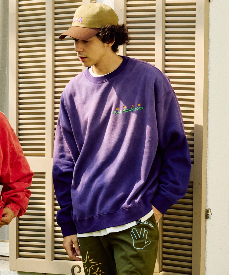 go slow caravan(ゴースローキャラバン) |SALO裏起毛 ケミカル/フェード BOX クルースウェット FULL MOON (MENS)