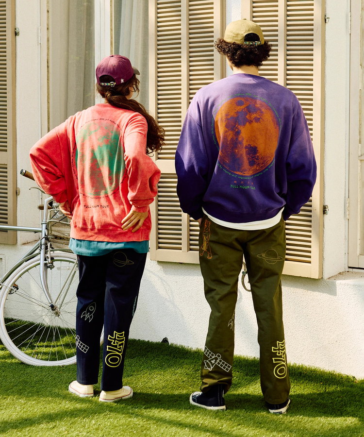 go slow caravan(ゴースローキャラバン) |SALO裏起毛 ケミカル/フェード BOX クルースウェット FULL MOON (MENS)