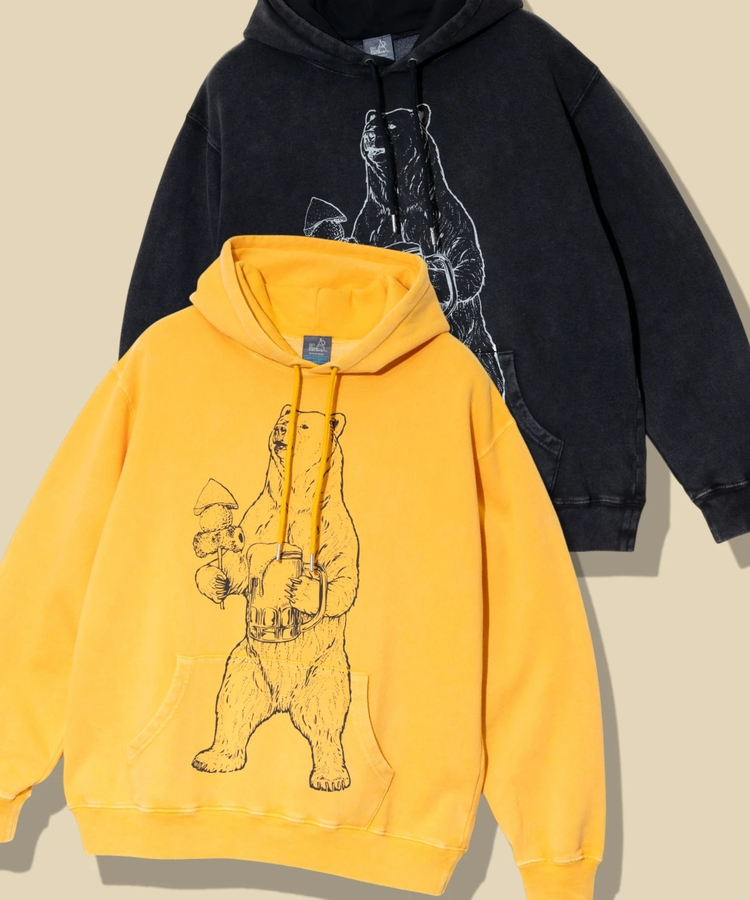 go slow caravan(ゴースローキャラバン) |SALO裏起毛 ケミカル フーディー ヴィンテージおでんクマ (MENS)