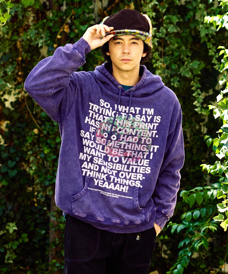 go slow caravan(ゴースローキャラバン) |SALO裏起毛 ケミカル フーディー NOUメッセージ (MENS)