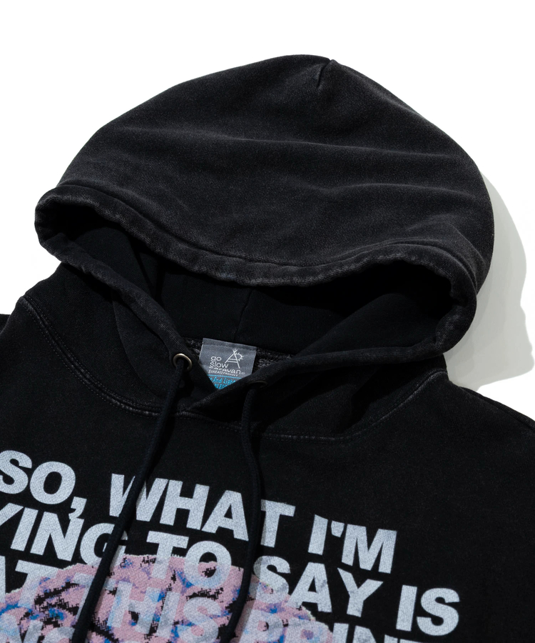 go slow caravan(ゴースローキャラバン) |SALO裏起毛 ケミカル フーディー NOUメッセージ (MENS)