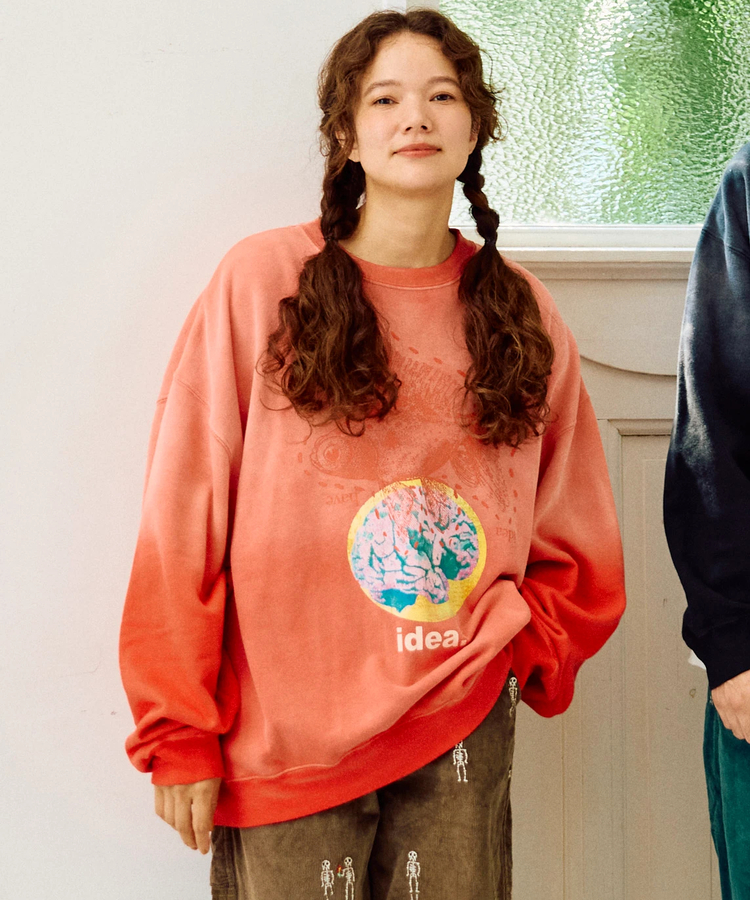 go slow caravan(ゴースローキャラバン) |SALO裏起毛グラデフェード BOX クルースウェット I HAVE NOU IDEA (MENS)