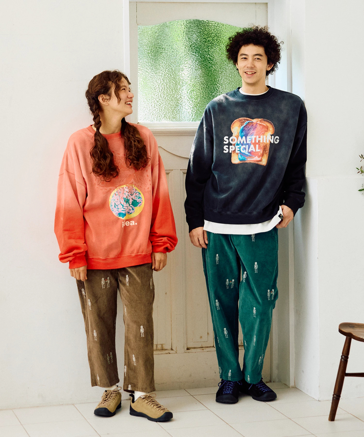 go slow caravan(ゴースローキャラバン) |SALO裏起毛グラデフェード BOX クルースウェット I HAVE NOU IDEA (MENS)