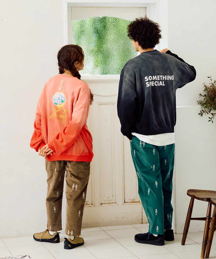 go slow caravan(ゴースローキャラバン) |SALO裏起毛グラデフェード BOX クルースウェット I HAVE NOU IDEA (MENS)