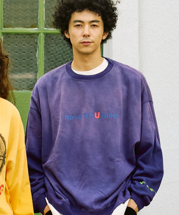 go slow caravan(ゴースローキャラバン) |SALO裏起毛グラデフェード BOX クルースウェット I HAVE NOU IDEA (MENS)