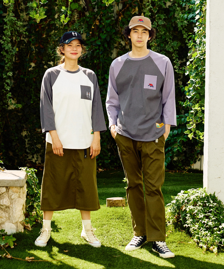 go slow caravan(ゴースローキャラバン) |USA/C 色々PKT刺繍 8分袖 BB TEE (MENS)