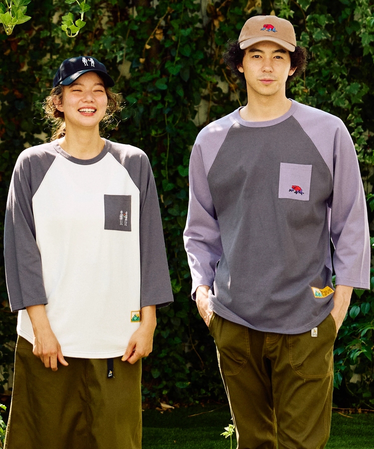 go slow caravan(ゴースローキャラバン) |USA/C 色々PKT刺繍 8分袖 BB TEE (MENS)