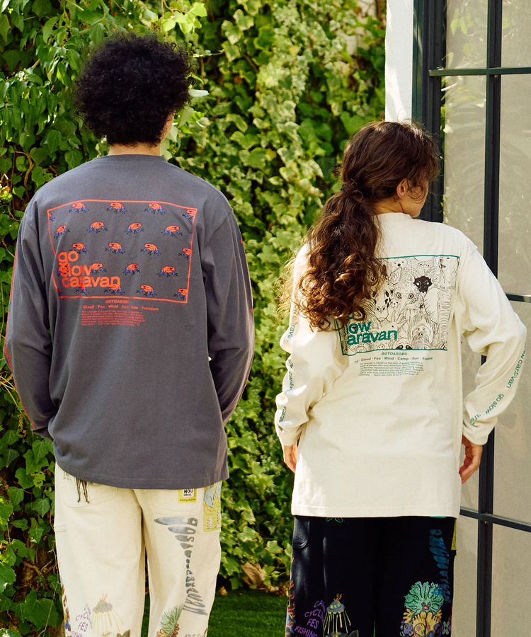 go slow caravan(ゴースローキャラバン) |USA/C スクエアLOGOバックプリントロングスリーブ TEE (MENS)