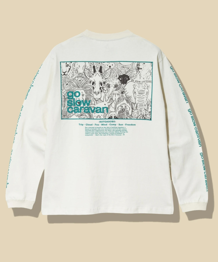 go slow caravan(ゴースローキャラバン) |USA/C スクエアLOGOバックプリントロングスリーブ TEE (MENS)