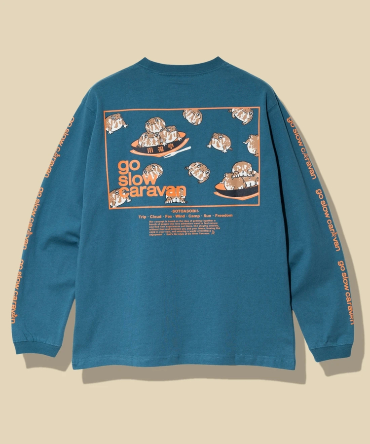 go slow caravan(ゴースローキャラバン) |USA/C スクエアLOGOバックプリントロングスリーブ TEE (MENS)