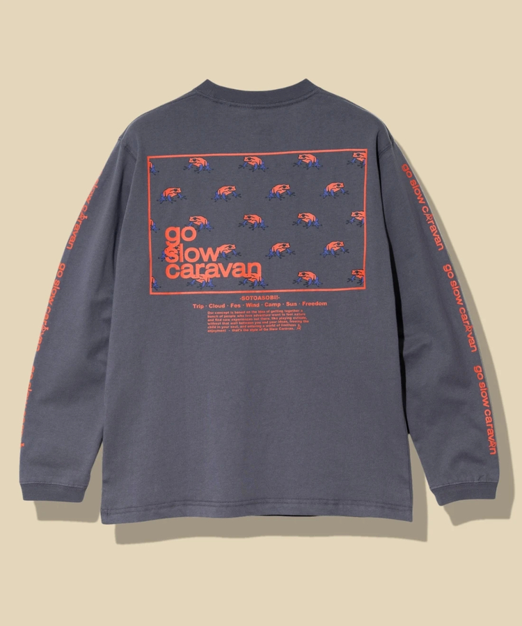 go slow caravan(ゴースローキャラバン) |USA/C スクエアLOGOバックプリントロングスリーブ TEE (MENS)