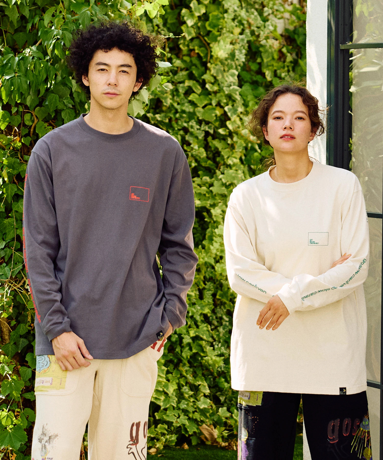 go slow caravan(ゴースローキャラバン) |USA/C スクエアLOGOバックプリントロングスリーブ TEE (MENS)