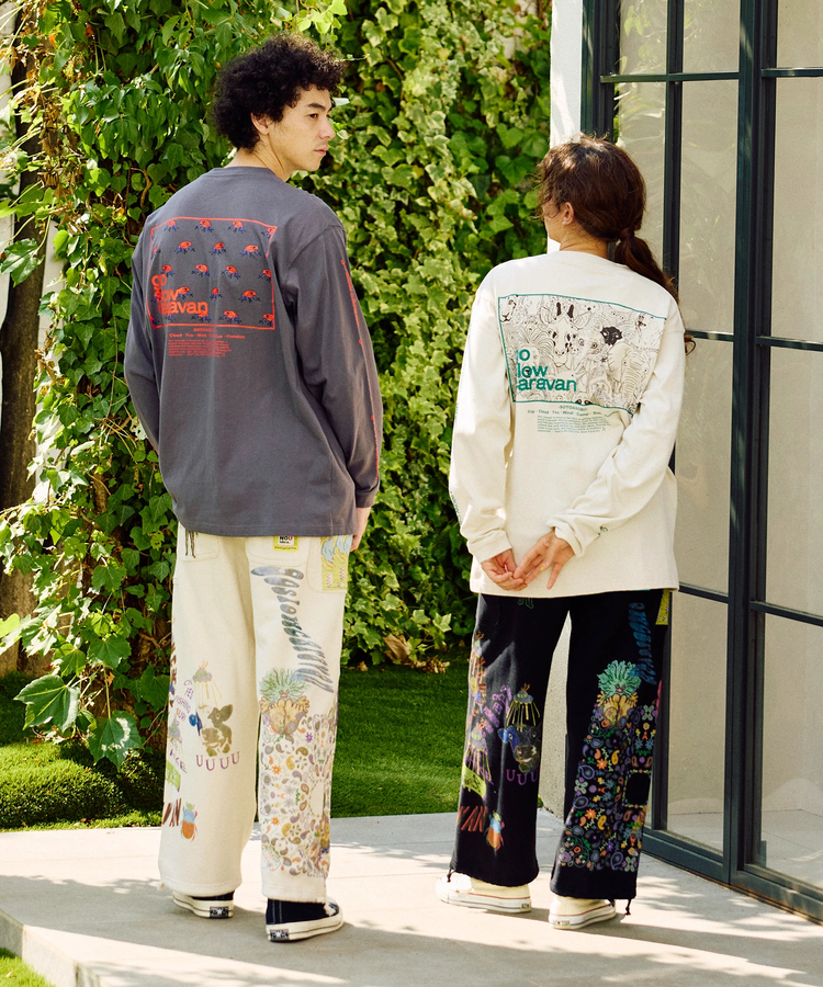 go slow caravan(ゴースローキャラバン) |USA/C スクエアLOGOバックプリントロングスリーブ TEE (MENS)