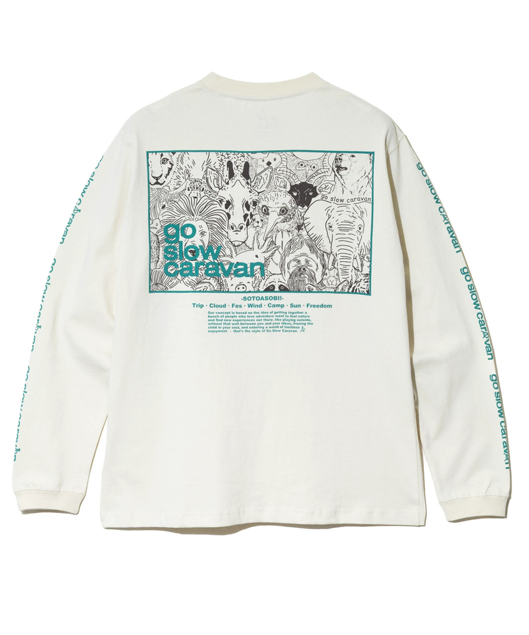 go slow caravan(ゴースローキャラバン) |USA/C スクエアLOGOバックプリントロングスリーブ TEE (MENS)