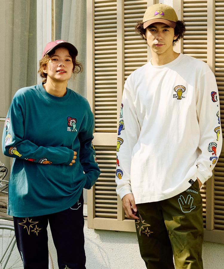 go slow caravan(ゴースローキャラバン) |USA/C Hi!PSY!キノコ ロングスリーブ TEE (MENS)