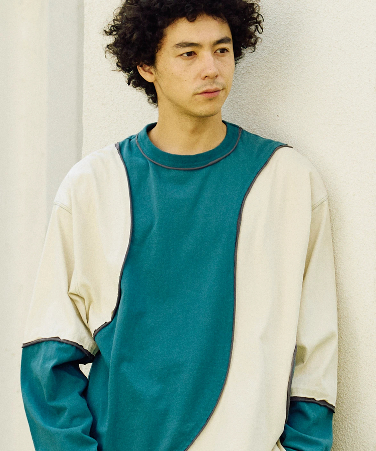 go slow caravan(ゴースローキャラバン) |USA/C カットオフ歪み切替ロングスリーブ TEE (MENS)