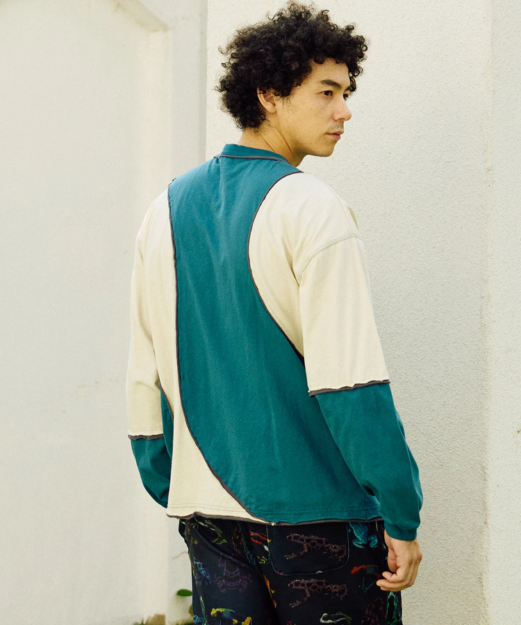 go slow caravan(ゴースローキャラバン) |USA/C カットオフ歪み切替ロングスリーブ TEE (MENS)
