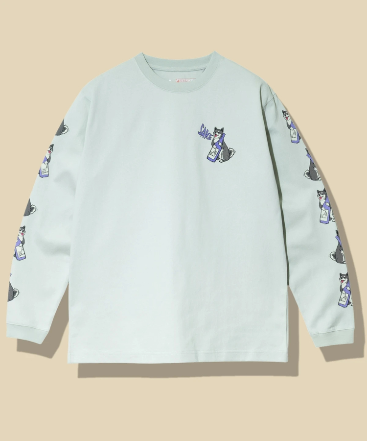 go slow caravan(ゴースローキャラバン) |超ヘビーUSA/C 柴犬と晩酌 ロングスリーブTEE (MENS/WOMENS)