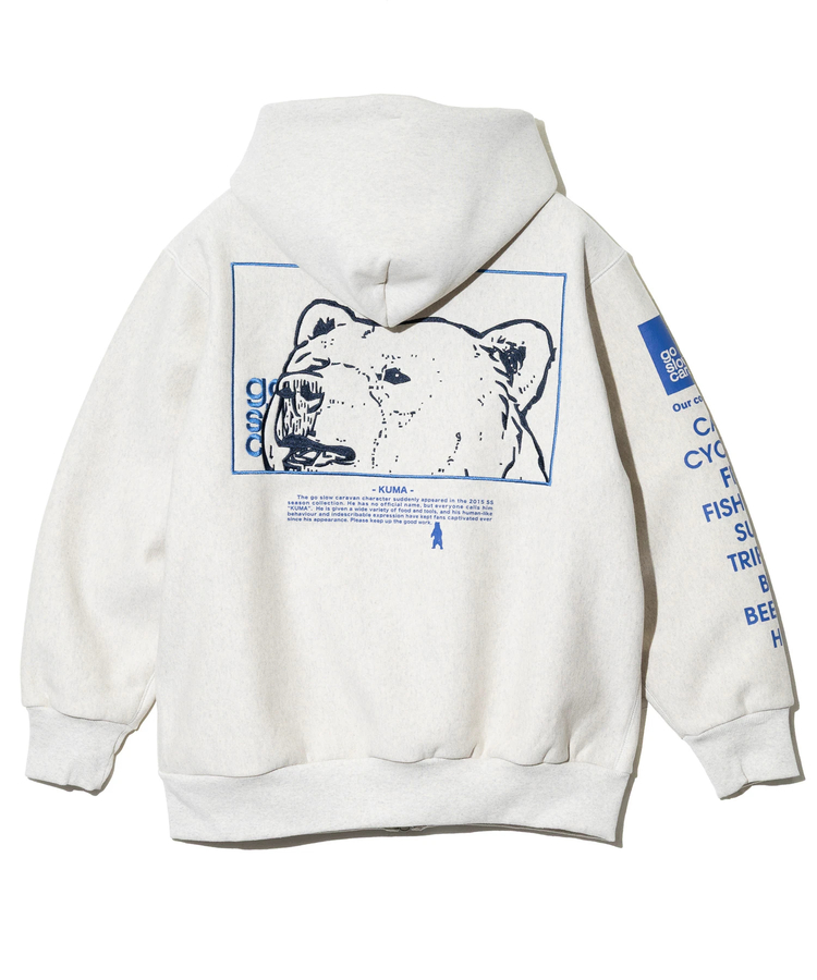 go slow caravan(ゴースローキャラバン) |ヘビースウェットx裏ワッフル スクエアクマ ZIPパーカー (MENS)