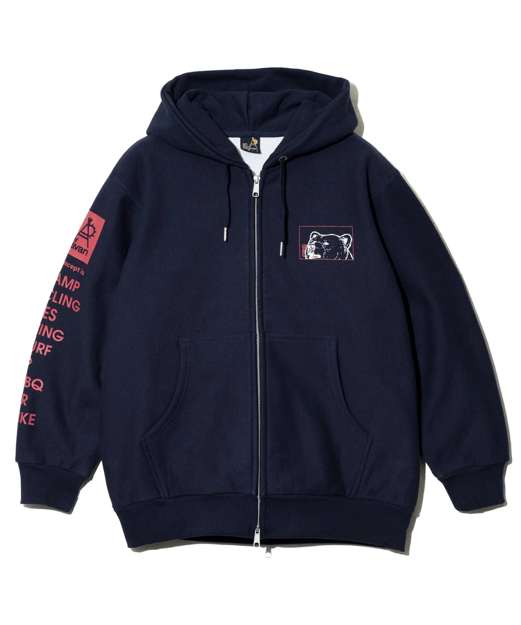 go slow caravan(ゴースローキャラバン) |ヘビースウェットx裏ワッフル スクエアクマ ZIPパーカー (MENS)