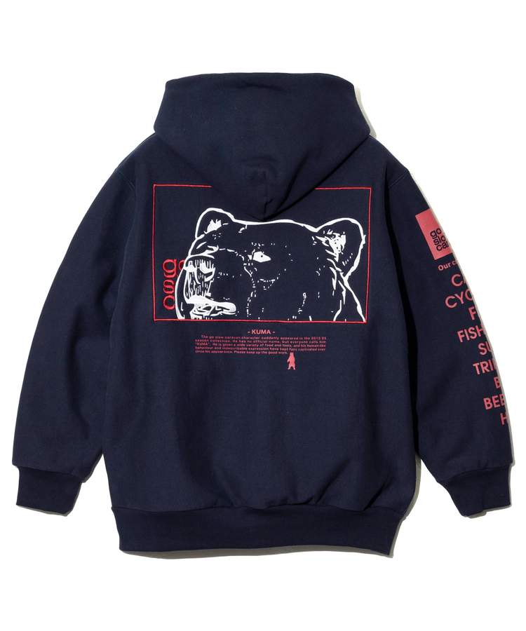 go slow caravan(ゴースローキャラバン) |ヘビースウェットx裏ワッフル スクエアクマ ZIPパーカー (MENS)