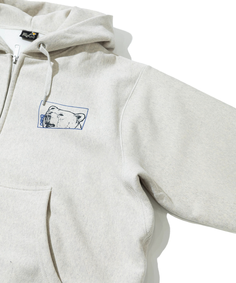 go slow caravan(ゴースローキャラバン) |ヘビースウェットx裏ワッフル スクエアクマ ZIPパーカー (MENS)