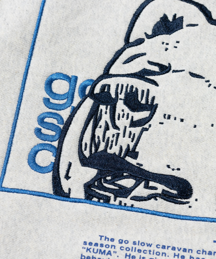 go slow caravan(ゴースローキャラバン) |ヘビースウェットx裏ワッフル スクエアクマ ZIPパーカー (MENS)