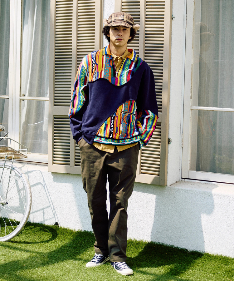 go slow caravan(ゴースローキャラバン) |ヘビースウェットxCRAZYニットBIGハーフZIP (MENS)