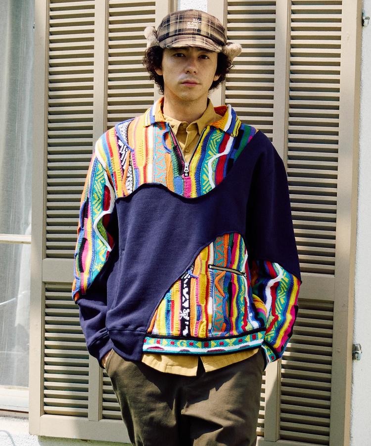 go slow caravan(ゴースローキャラバン) |ヘビースウェットxCRAZYニットBIGハーフZIP (MENS)