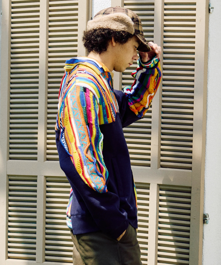 go slow caravan(ゴースローキャラバン) |ヘビースウェットxCRAZYニットBIGハーフZIP (MENS)