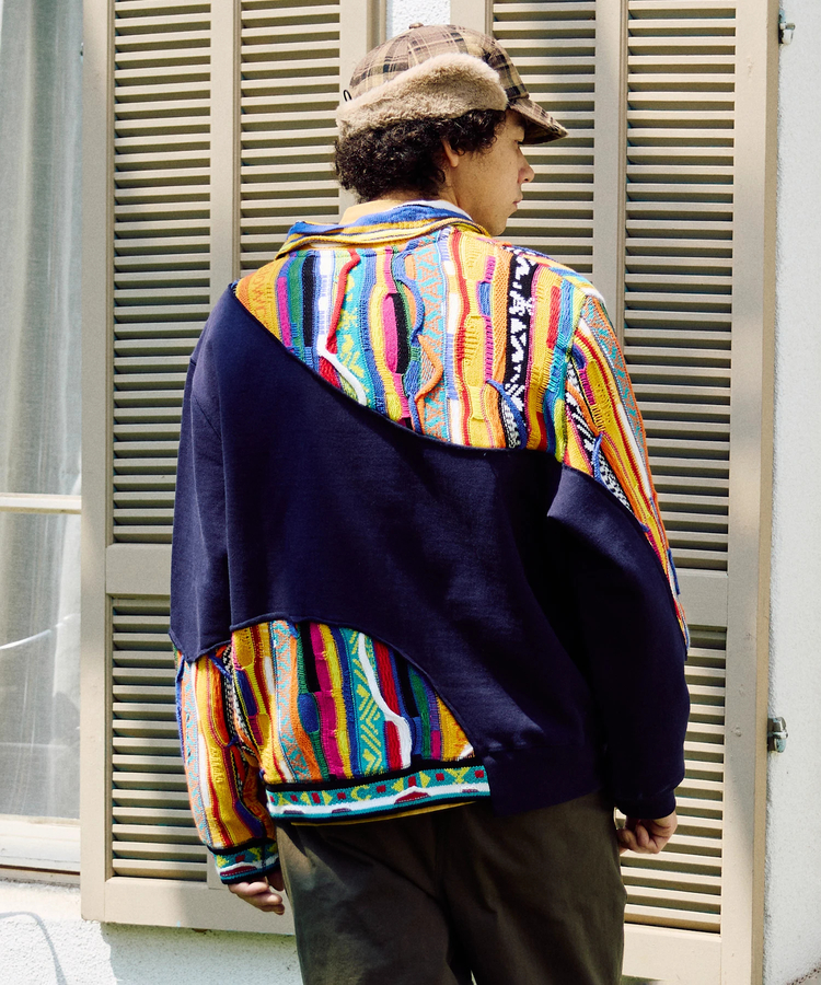 go slow caravan(ゴースローキャラバン) |ヘビースウェットxCRAZYニットBIGハーフZIP (MENS)