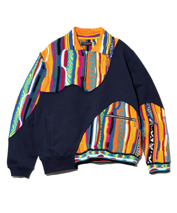 go slow caravan(ゴースローキャラバン) |ヘビースウェットxCRAZYニットBIGハーフZIP (MENS)