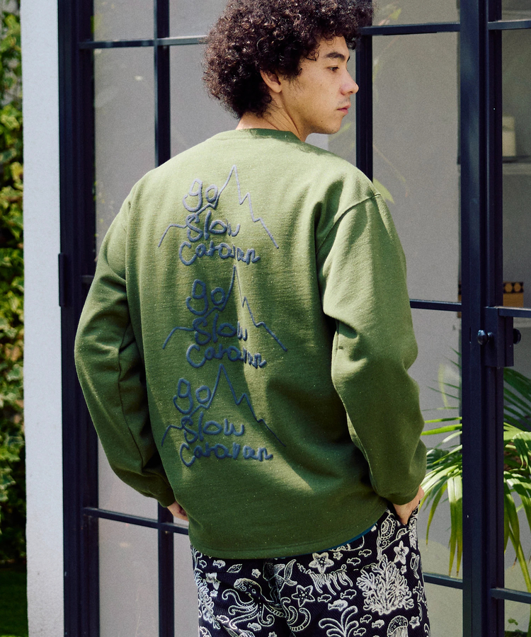 go slow caravan(ゴースローキャラバン) |eco lead 裏起毛 GSC LOGO ラウンドクルーネック (MENS)