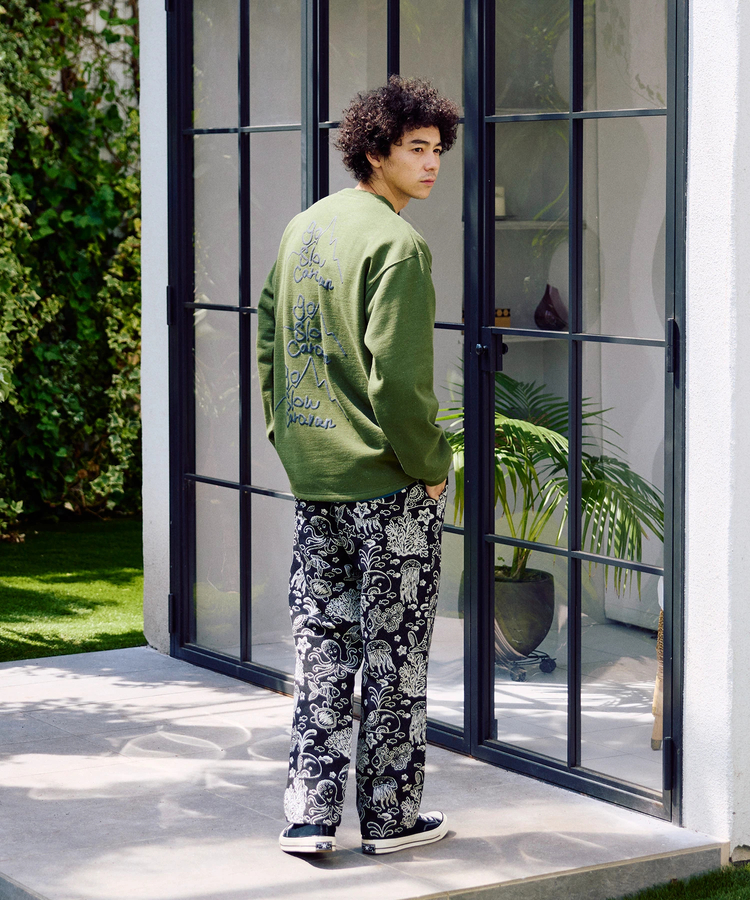 go slow caravan(ゴースローキャラバン) |eco lead 裏起毛 GSC LOGO ラウンドクルーネック (MENS)