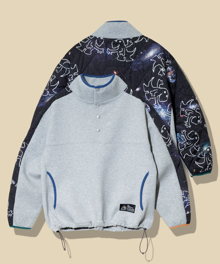 go slow caravan(ゴースローキャラバン) |セパレート中綿キルティングスタンドカラーダンボールニットプルオーバー (MENS/WOMENS)