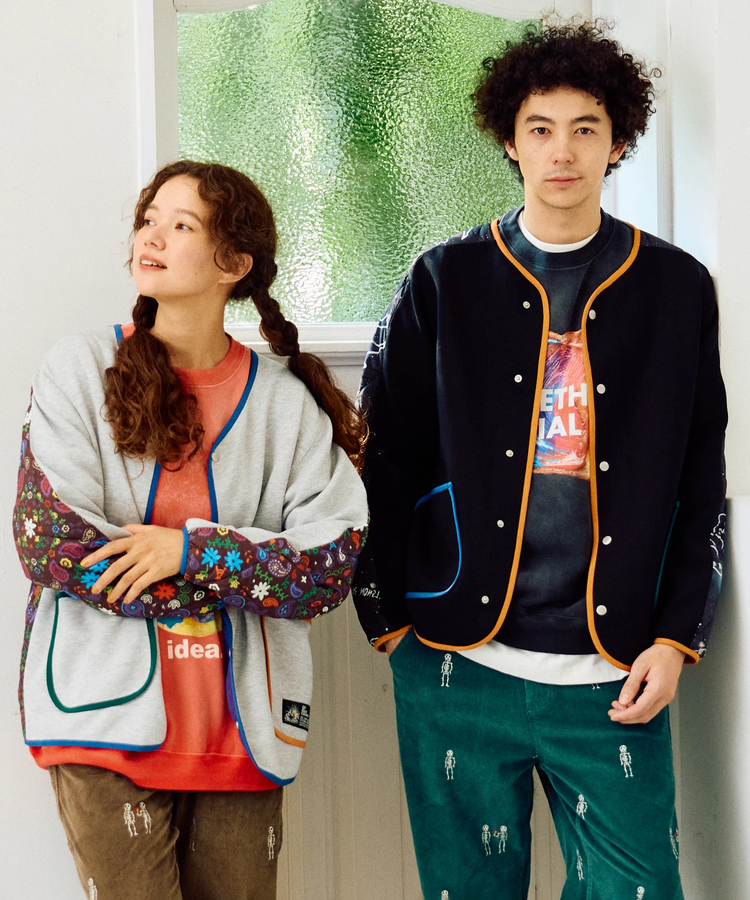 go slow caravan(ゴースローキャラバン) |セパレート中綿キルティングスタンドカラーダンボールニットカーディガン (MENS/WOMENS)