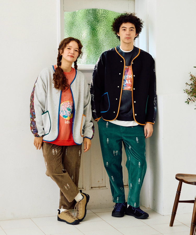 go slow caravan(ゴースローキャラバン) |セパレート中綿キルティングスタンドカラーダンボールニットカーディガン (MENS/WOMENS)