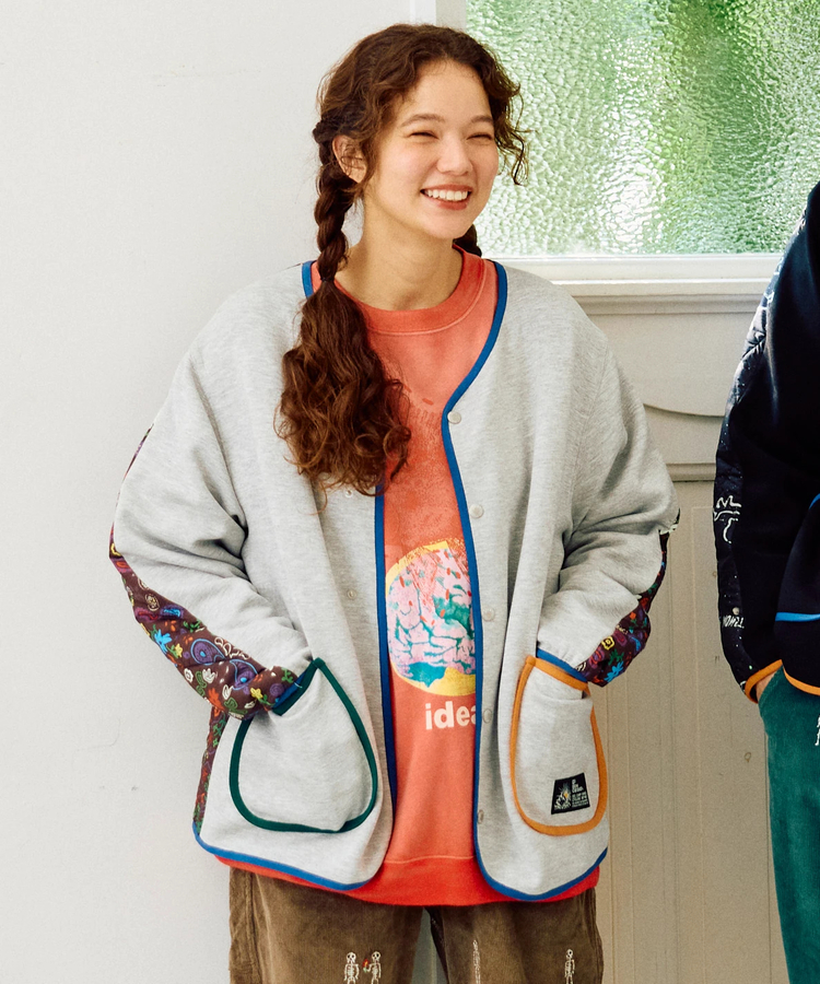 go slow caravan(ゴースローキャラバン) |セパレート中綿キルティングスタンドカラーダンボールニットカーディガン (MENS/WOMENS)