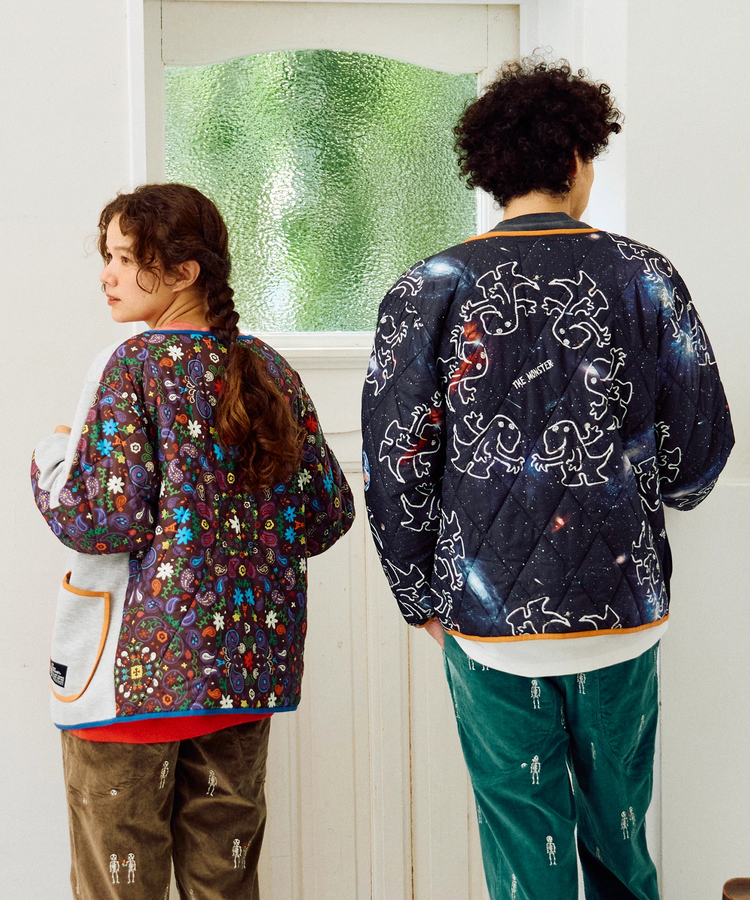 go slow caravan(ゴースローキャラバン) |セパレート中綿キルティングスタンドカラーダンボールニットカーディガン (MENS/WOMENS)