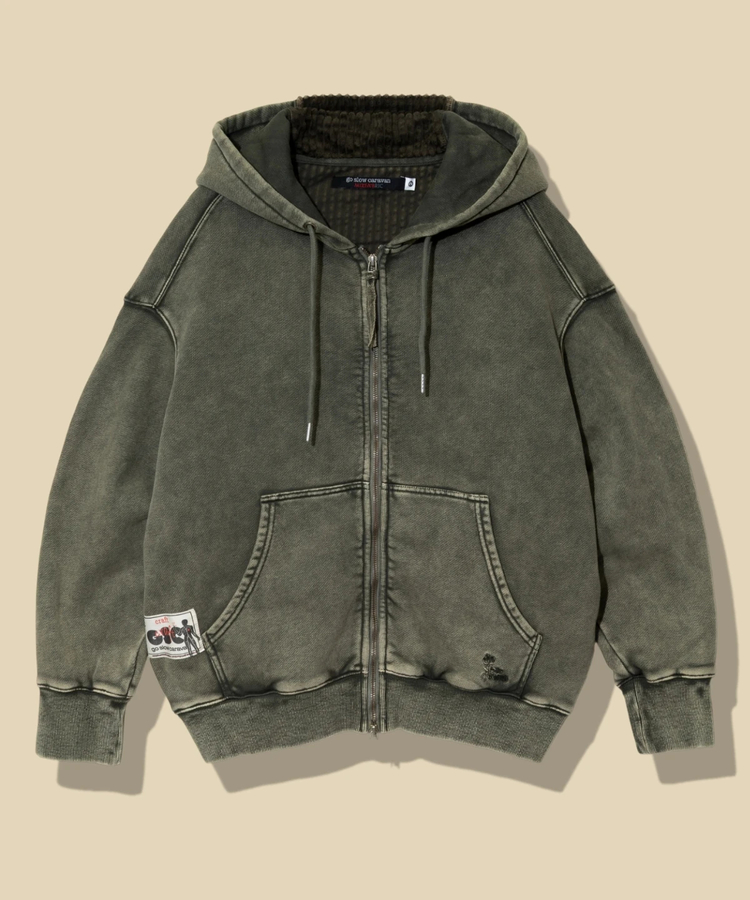 go slow caravan(ゴースローキャラバン) |MIX FAB ルーズスウェットZIPパーカー HARD PIGMENT DYE (MENS)