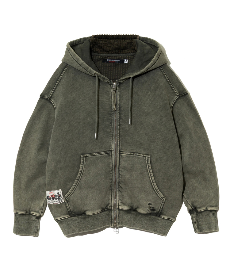 go slow caravan(ゴースローキャラバン) |MIX FAB ルーズスウェットZIPパーカー HARD PIGMENT DYE (MENS)