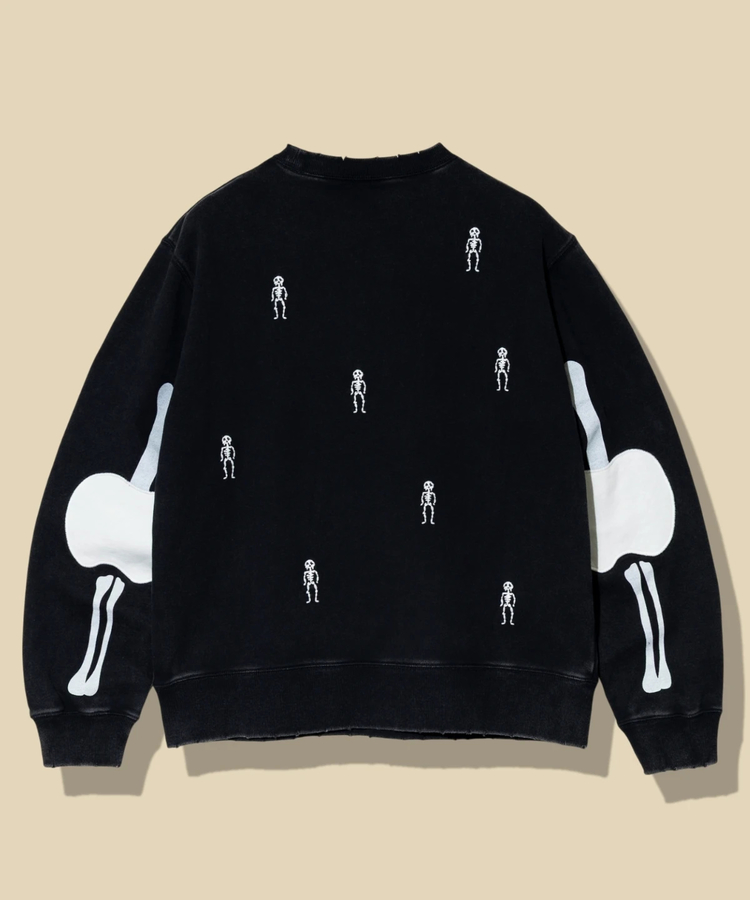 go slow caravan(ゴースローキャラバン) |ほねほね ちょいボロ加工クルーネックスウェット (MENS)