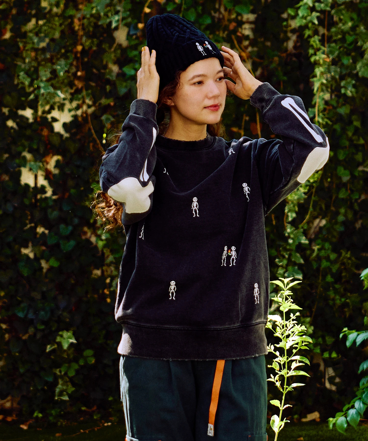 go slow caravan(ゴースローキャラバン) |ほねほね ちょいボロ加工クルーネックスウェット (MENS)